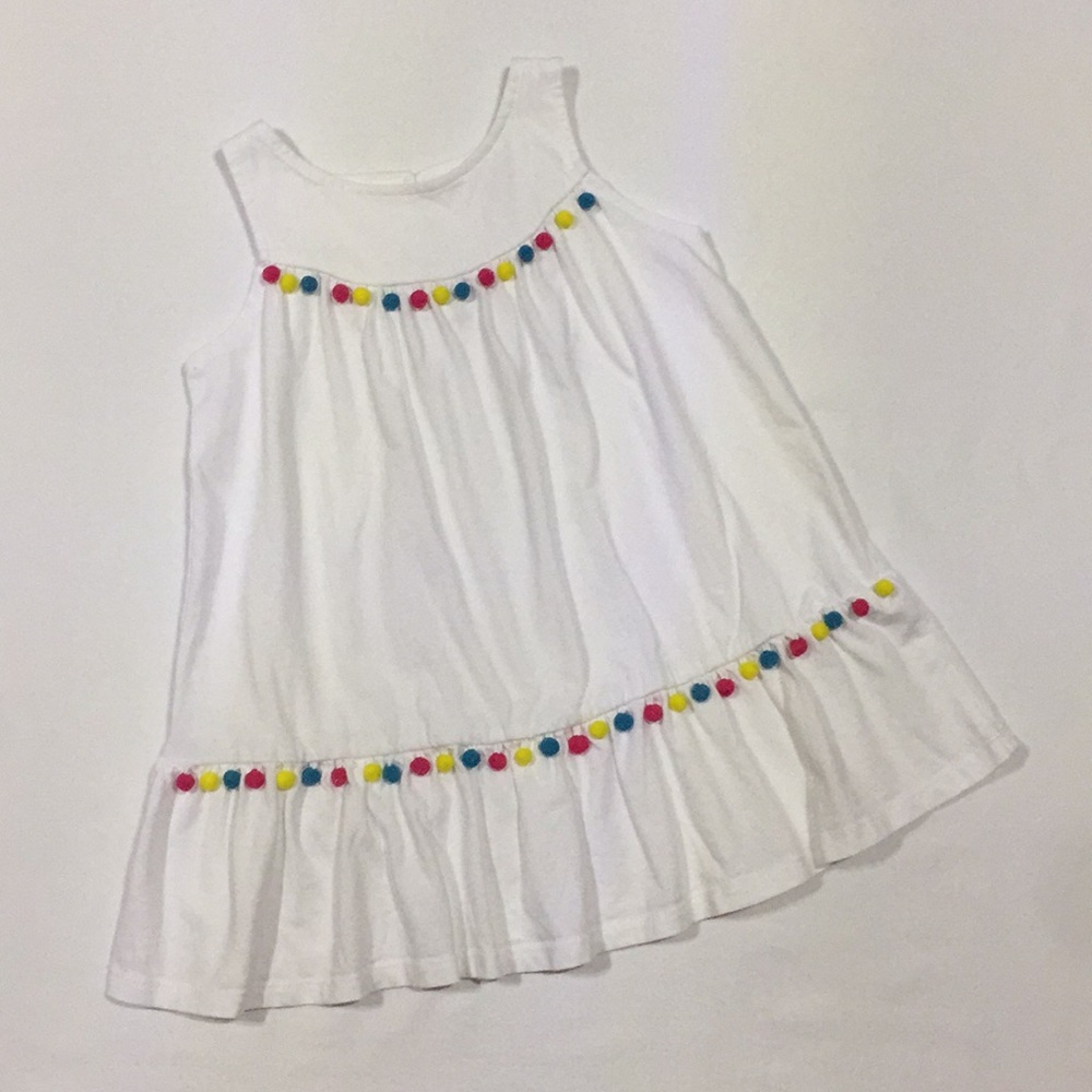 Guess Kids Pom Pom Trimmed White Sundress Size 3T